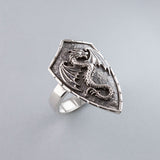 Dragon Shield ring in Sterling Silver