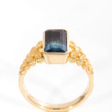 2.50 carat Fade to Black Tourmaline Seahorse Reflection ring in 9 carat Gold