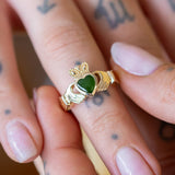 Pounamu Claddagh Gold Ring