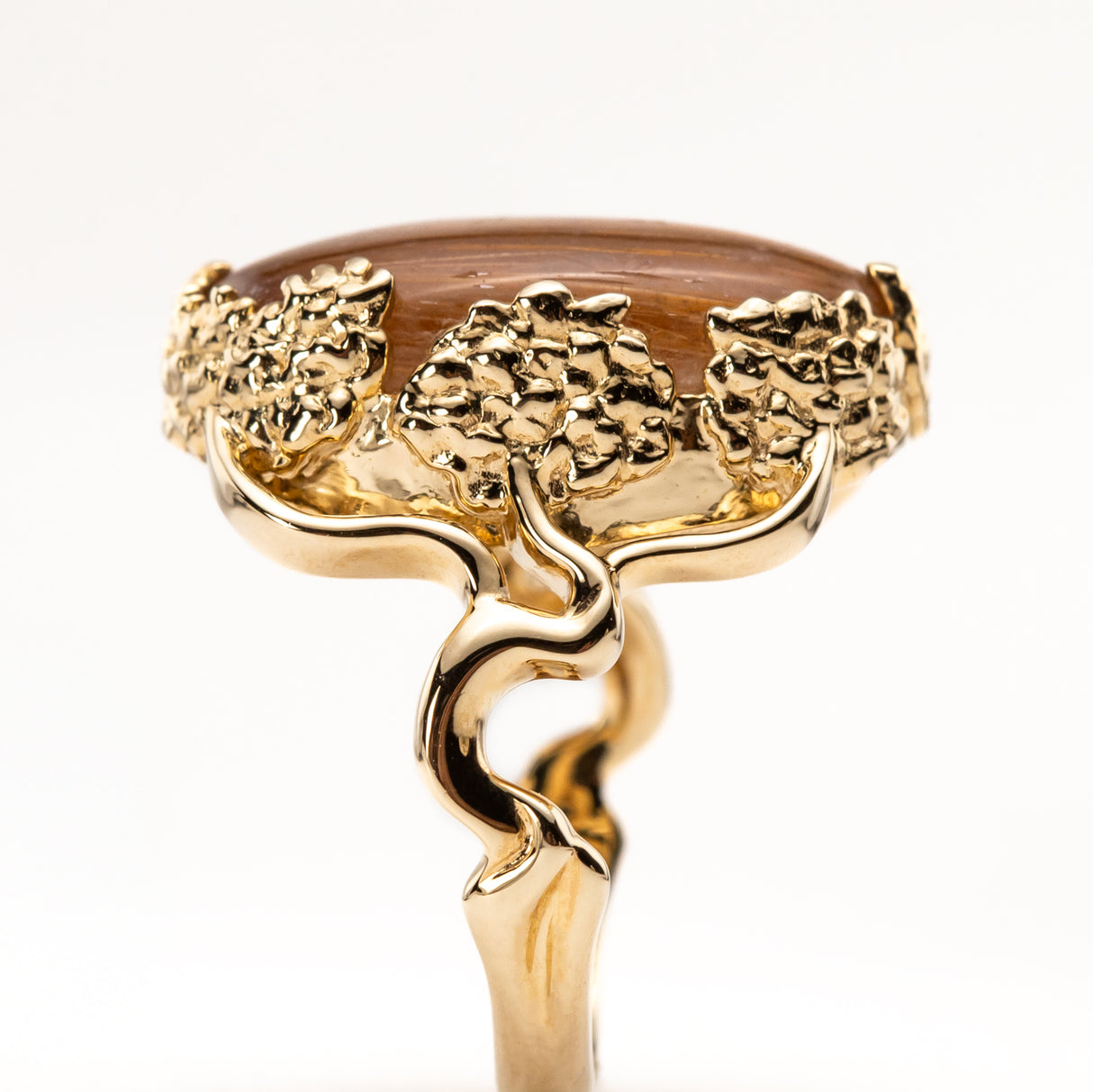 Golden Rutile Quartz Bonsai Ring