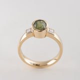 Opalescent Moss Green Sapphire Memories Ring in Gold with Diamonds