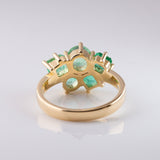 Ice Green Emerald Cluster ring in 9 carat Gold