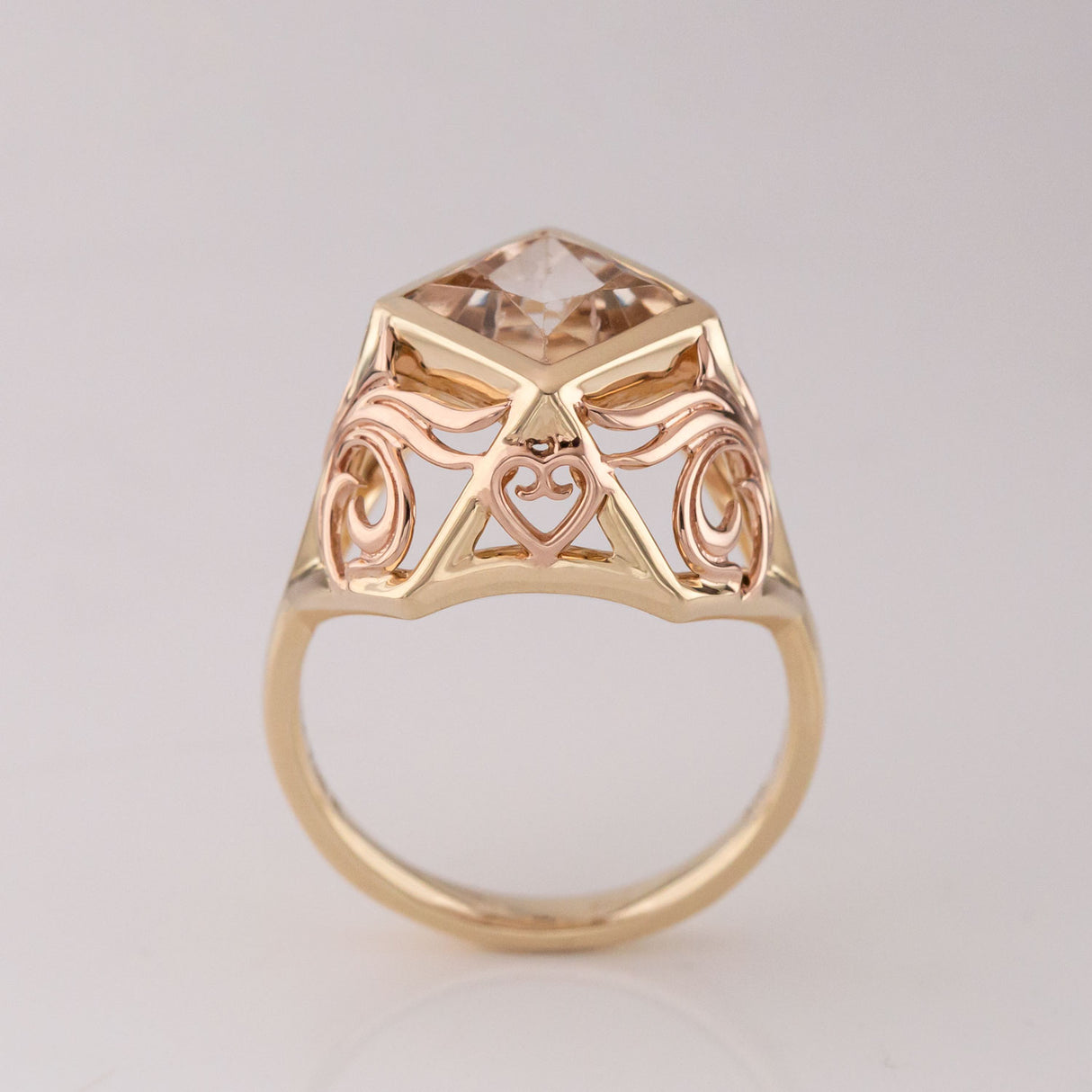 Midsummer Night's Dream ring with Pink Topaz in 9 carat Pink and Yellow Gold