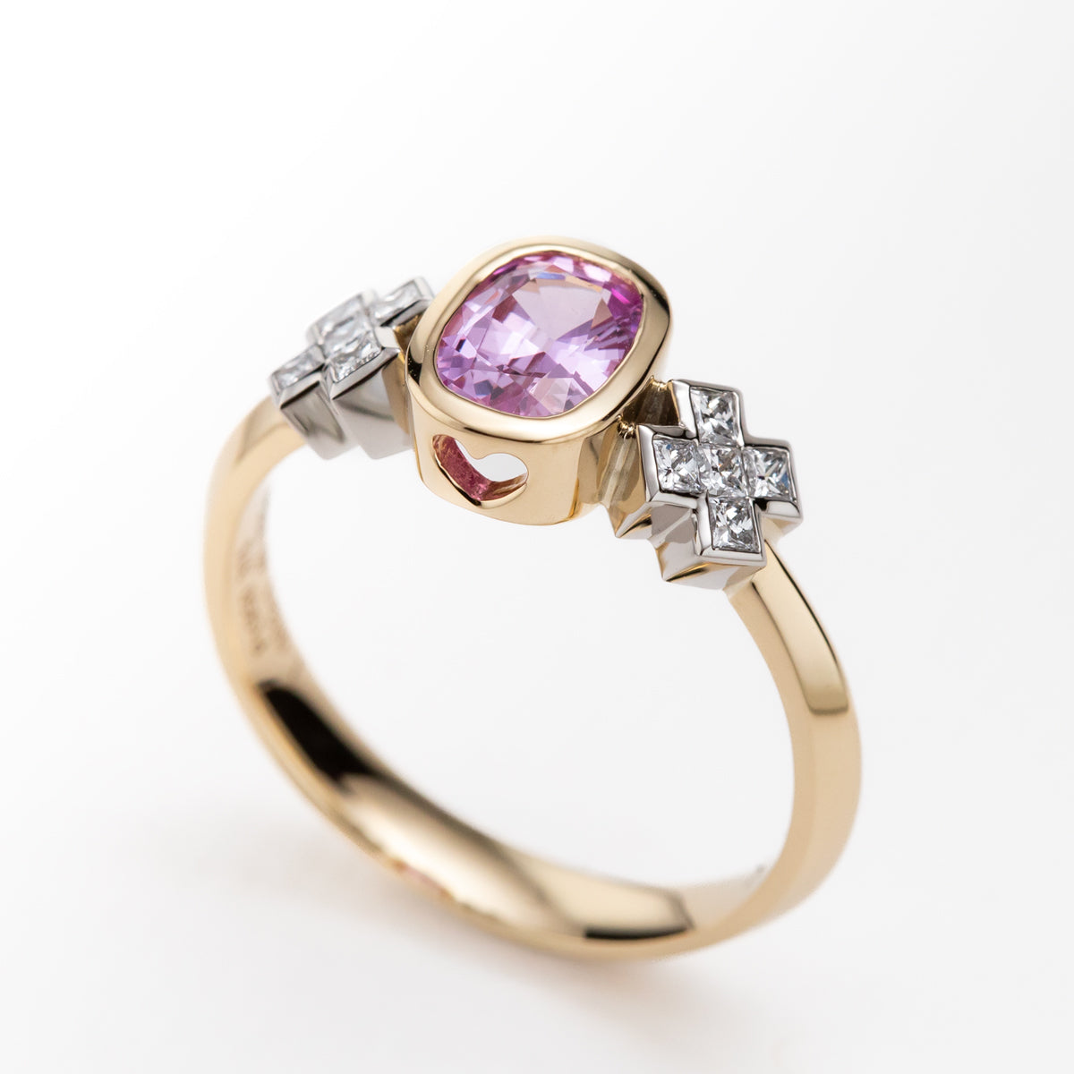 Pastel Pink Sapphire Kiss Kiss Ring