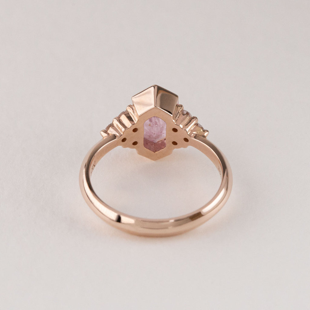 Candyfloss ring with Pink Sapphire and Diamonds in 9 carat Pink Gold