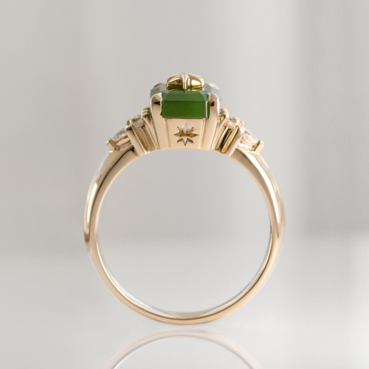 Pounamu Starlight Orchard Diamond ring in Gold or Platinum