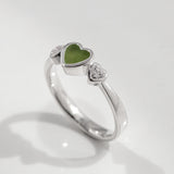 Lovebug ring with Pounamu and Cubic Zirconia in Sterling Silver