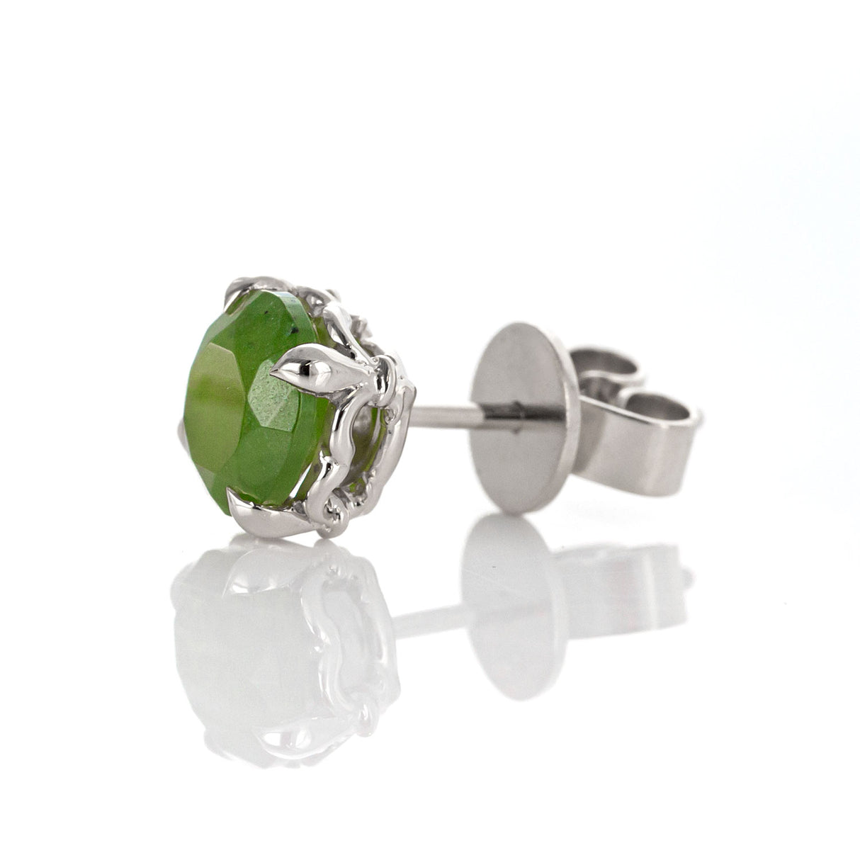 Baby Dewdrop stud earrings with Pounamu in Sterling Silver