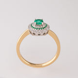 Baby UFO ring with Emeralds and Diamonds in Platinum and 18 carat Gold