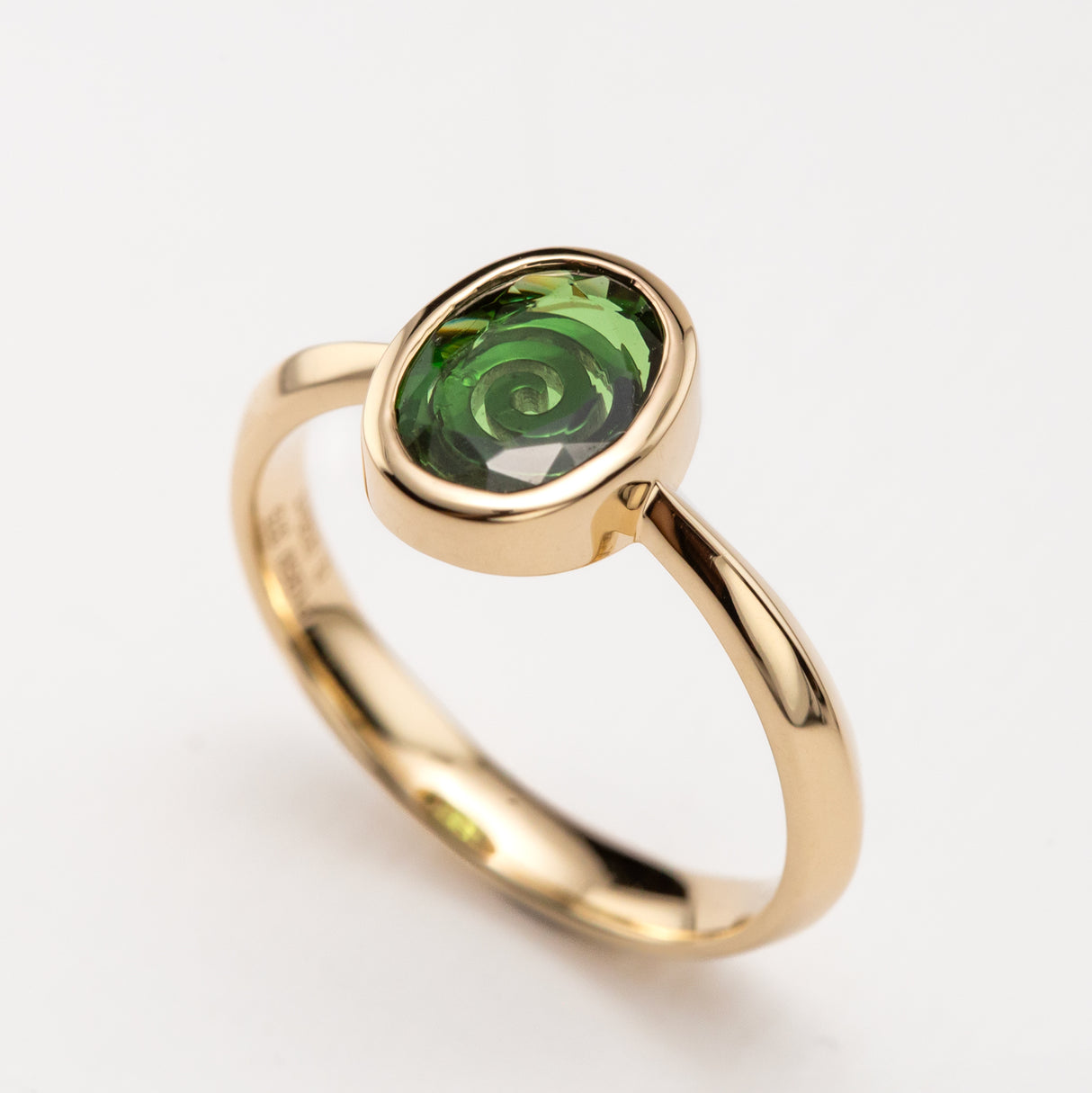 Green Tourmaline Spiral Ring