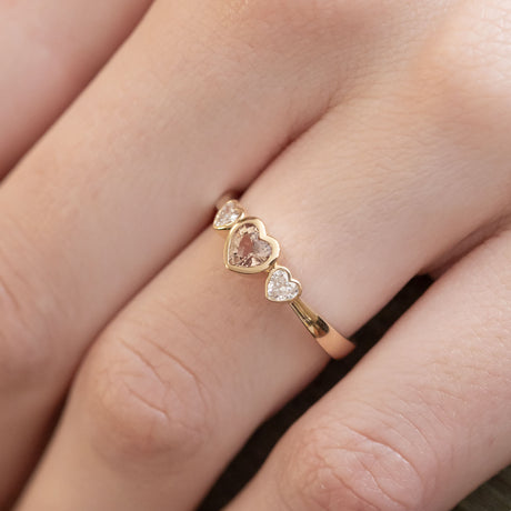 Golden Sapphire Petit Amour ring with Diamonds in 9 carat Gold