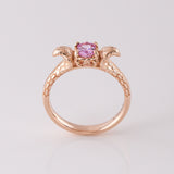 0.51 carat Pink Sapphire Double Rising Cobra ring in 9 carat Rose Gold