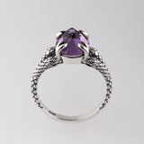 Amethyst Double Headed Snake Ring in Silver