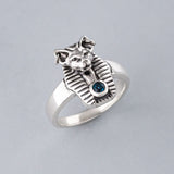 Blue Topaz Bastet Ring in Silver