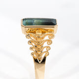 2.50 carat Fade to Black Tourmaline Seahorse Reflection ring in 9 carat Gold