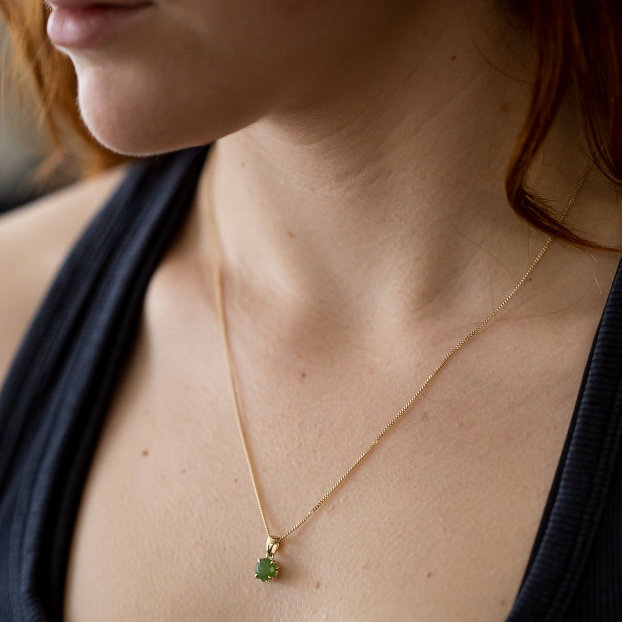 Baby Dewdrop pendant with Pounamu in 9 carat Gold