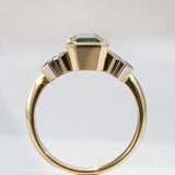 2.02 carat Blue to Green Tourmaline Kiss Kiss ring in Platinum and 9 carat Gold