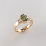 Opalescent Moss Green Sapphire Memories Ring in Gold with Diamonds