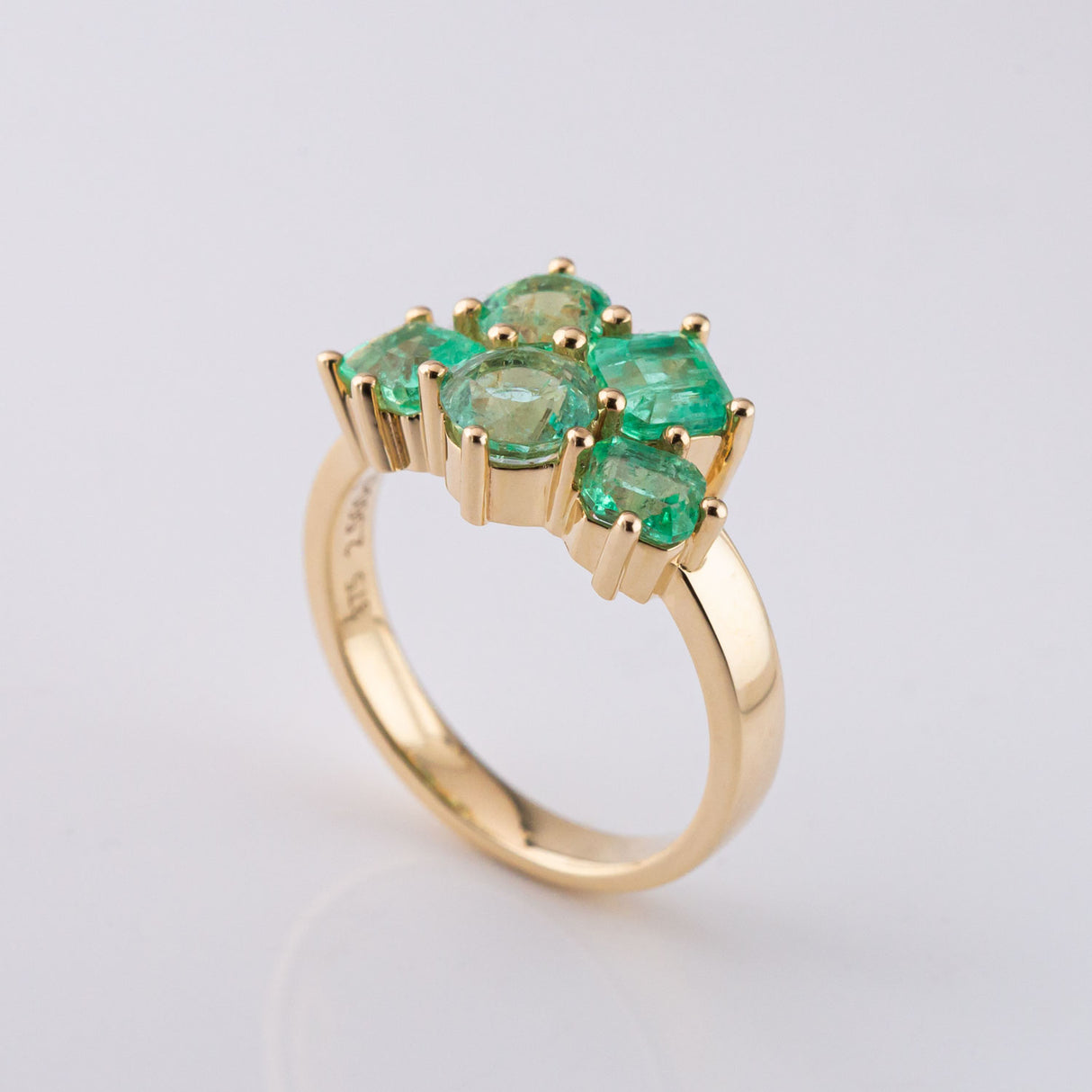 Ice Green Emerald Cluster ring in 9 carat Gold