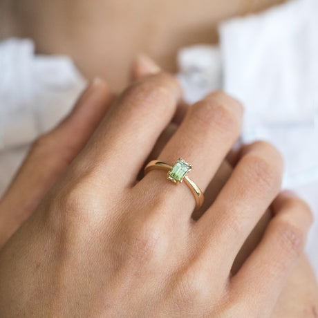 Lime Tourmaline Tiny Bloom Ring