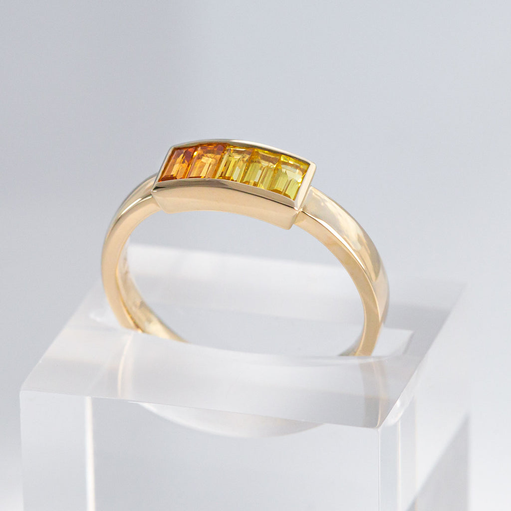 Citrus Sunset ring with Yellow Sapphires in 9 carat Gold