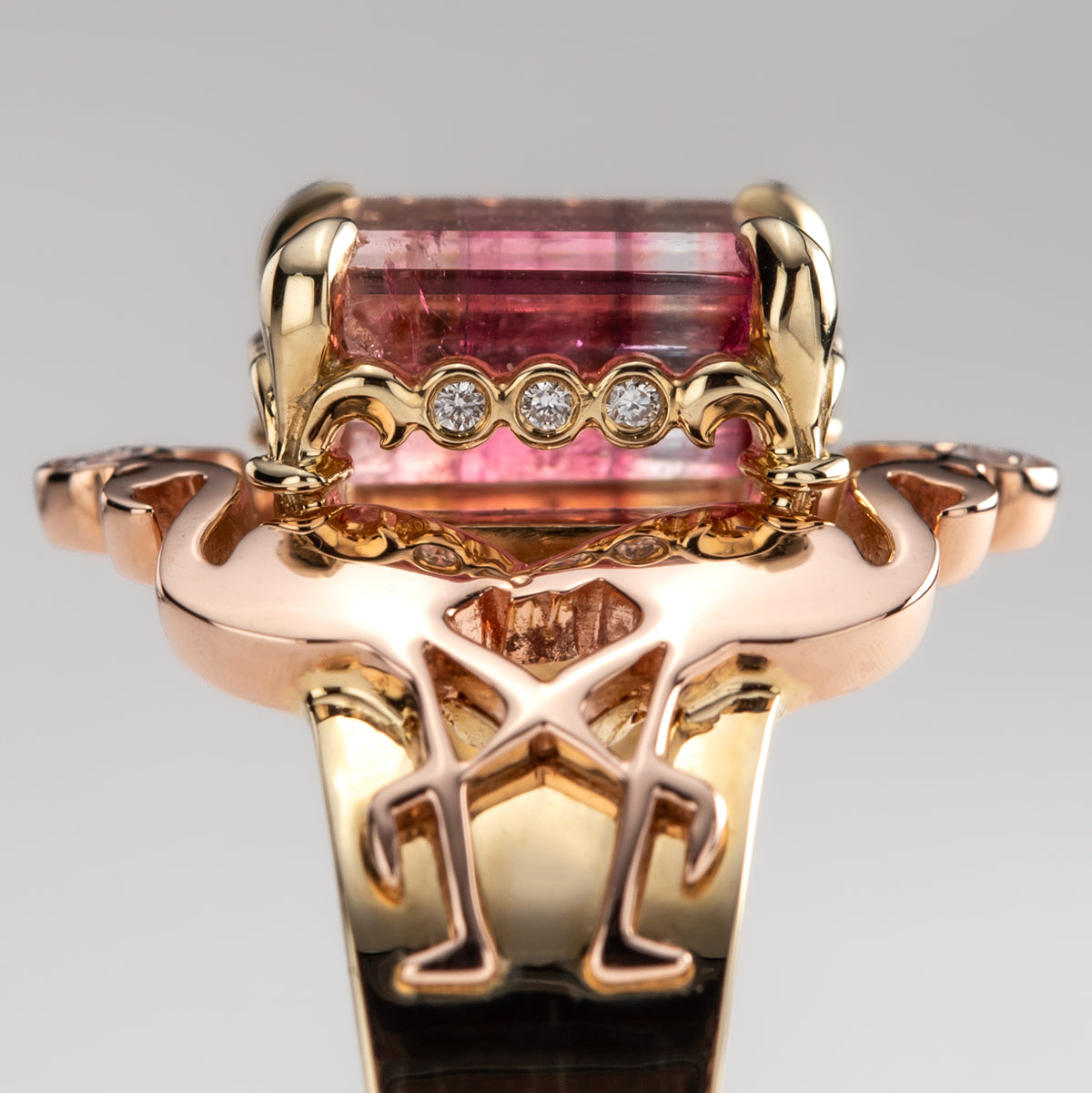 Pink Tourmaline Tequila Sunrise Gold Ring