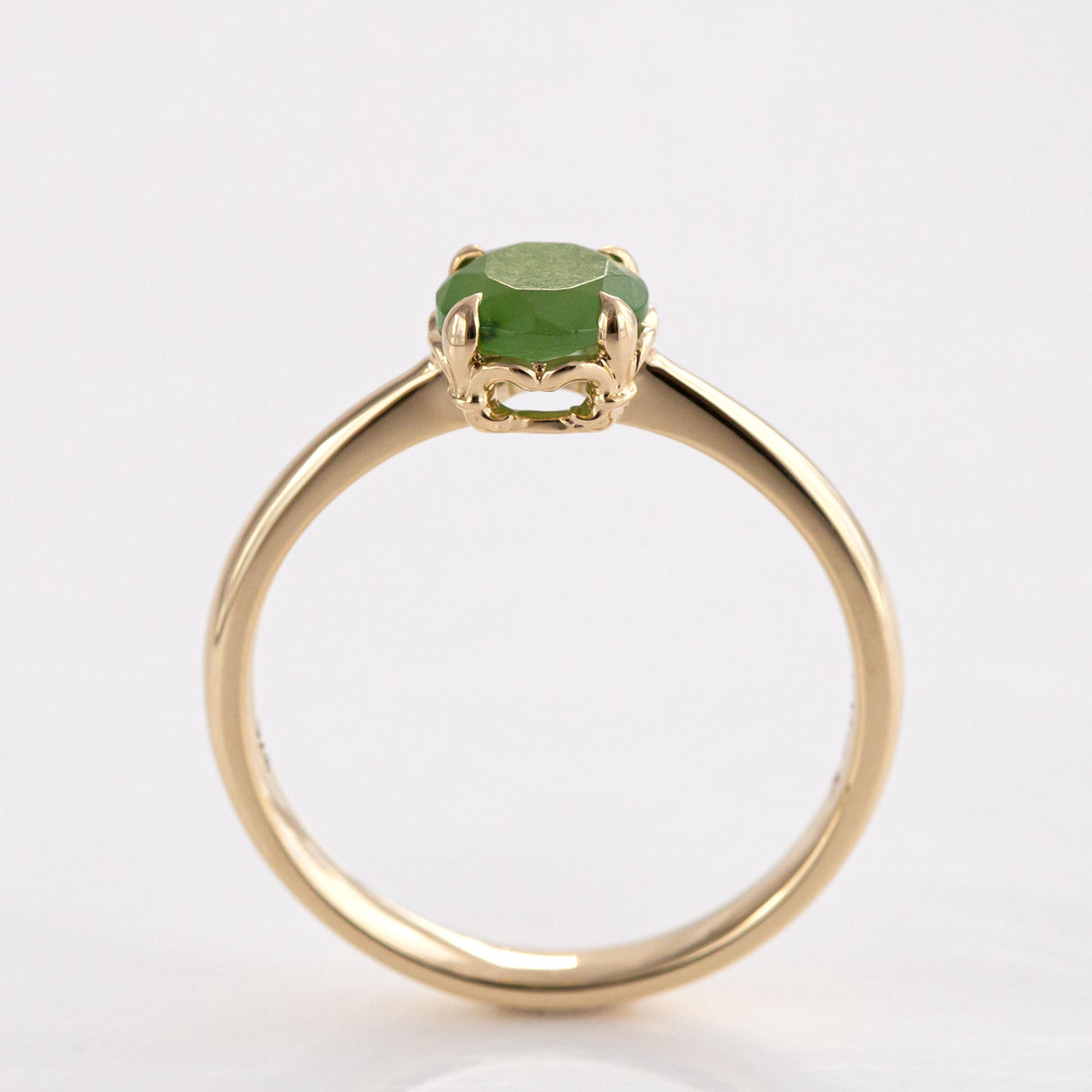 Baby Dewdrop ring with Pounamu in 9 carat Gold