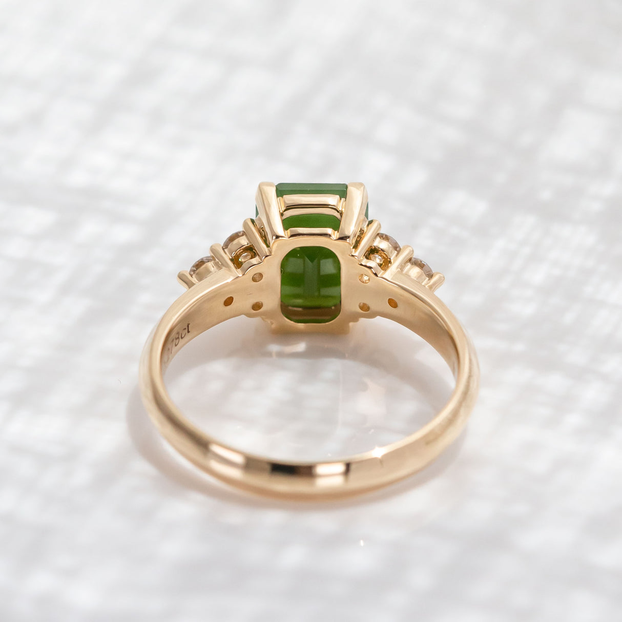 Lady of the Lake ring with Pounamu & Diamonds in Yellow Gold or Platinum