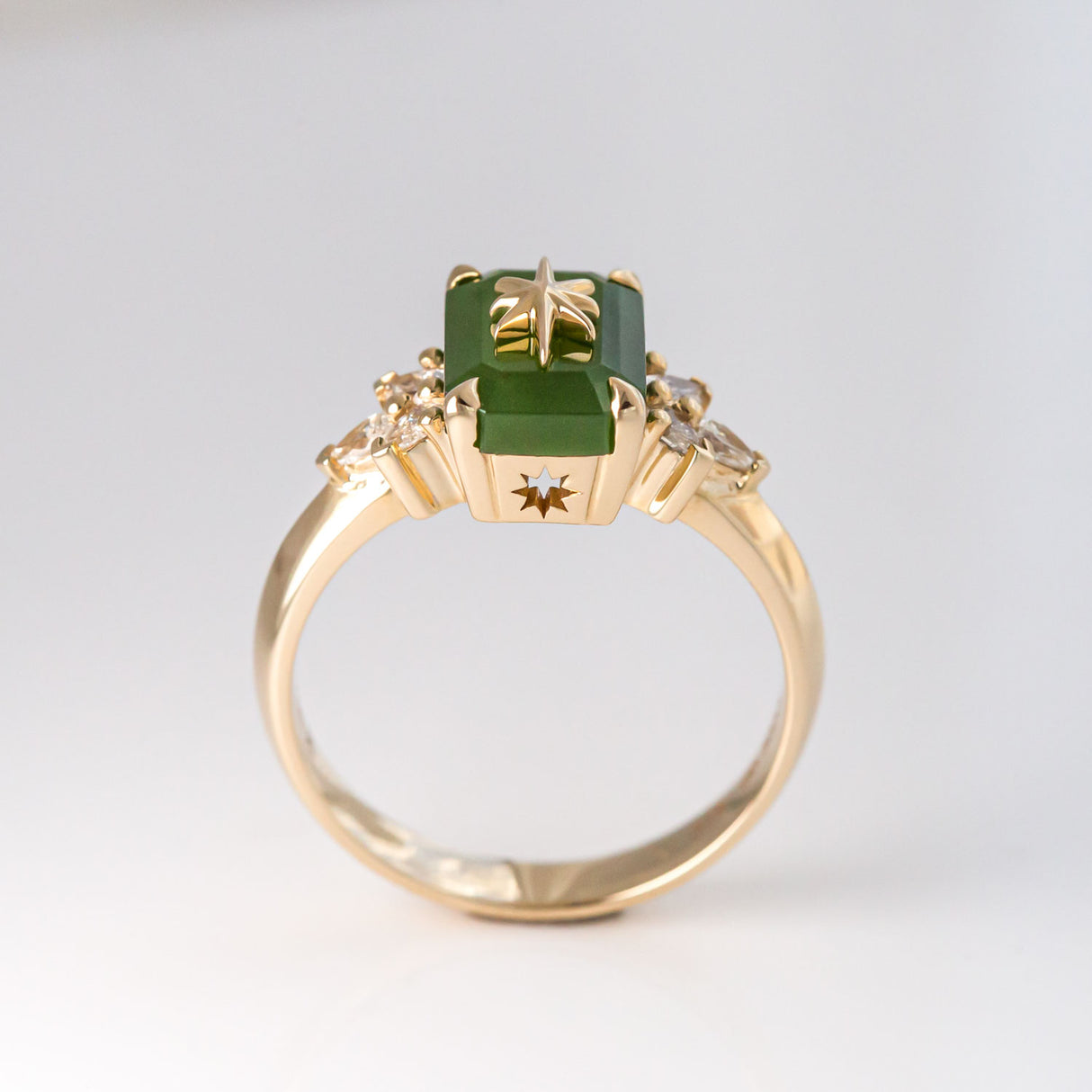 Pounamu Starlight Orchard Diamond ring in Gold or Platinum