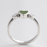 Lovebug ring with Pounamu and Cubic Zirconia in Sterling Silver