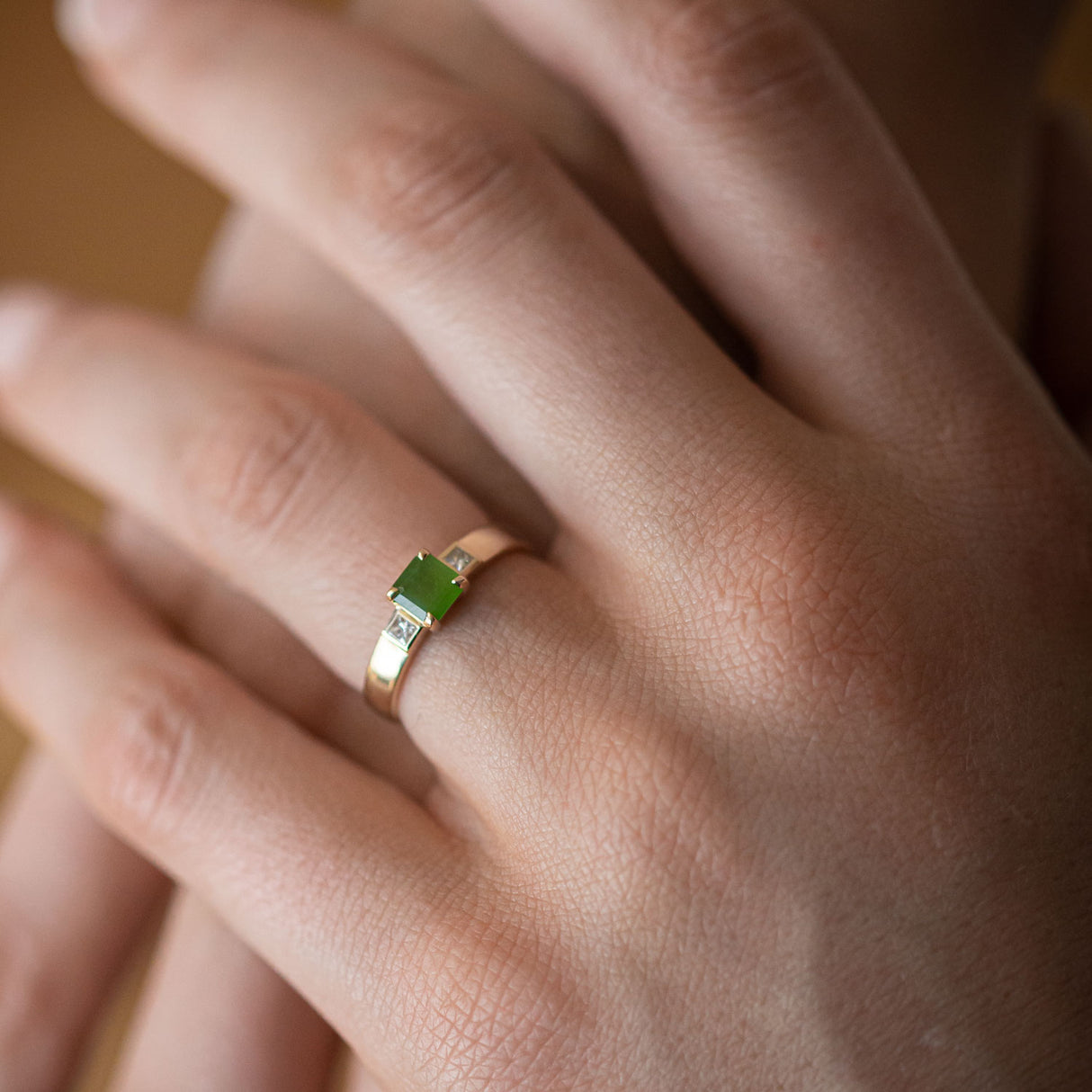 Little Princess Pounamu Diamond ring in Gold or Platinum