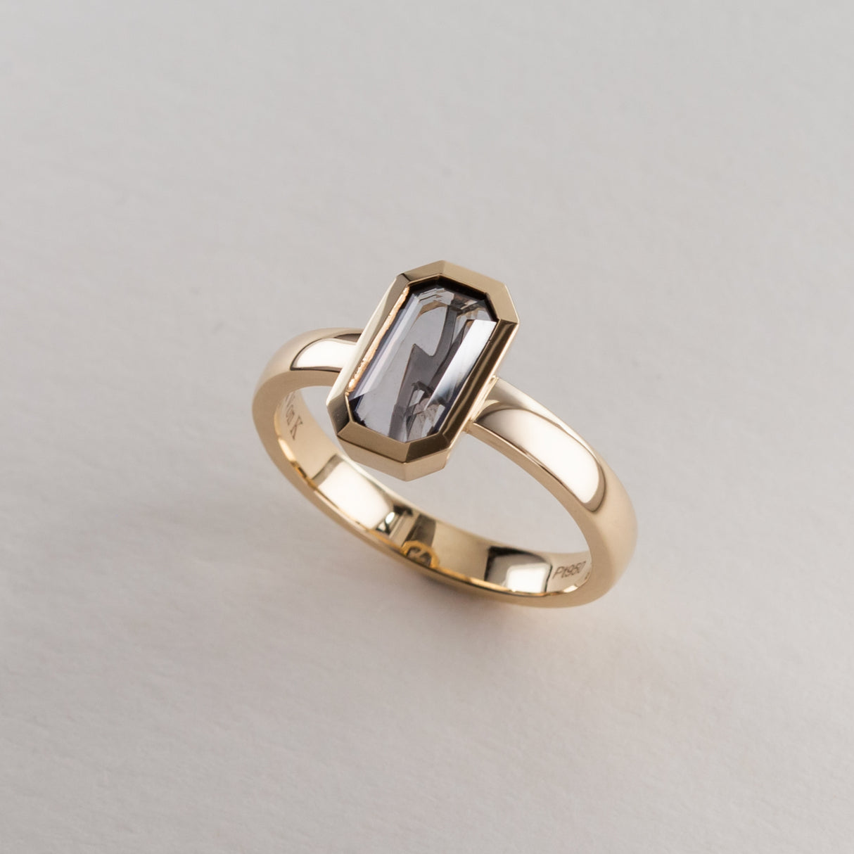 Thunderstorm ring with Grey Spinel in 9ct Gold and Platinum