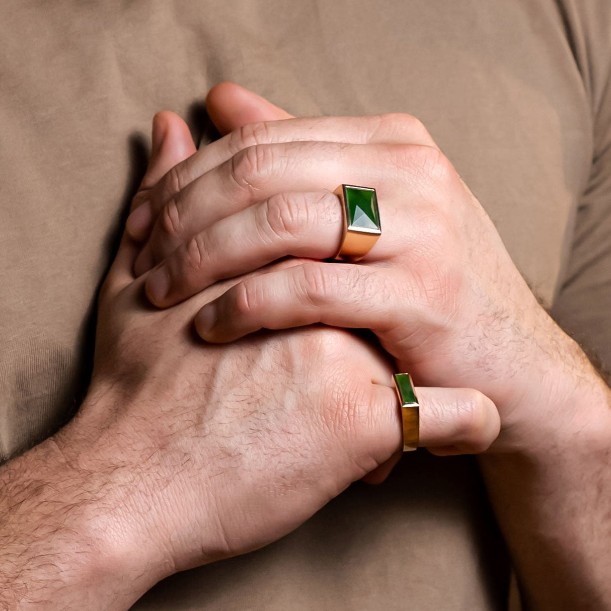 Large Faceted Pounamu Elemental Ring