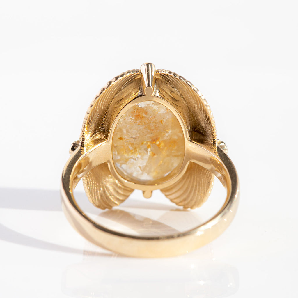 8.23 carat Golden Sapphire Sun God ring in 9 carat Gold
