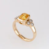 Yellow Sapphire and Diamond Honeycomb Ring in 14 carat Yellow Gold