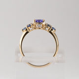 Bluebell Bouquet ring with Tanzanite and Sapphire in 14ct Yellow Gold