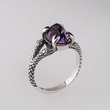 Amethyst Double Headed Snake Ring in Silver