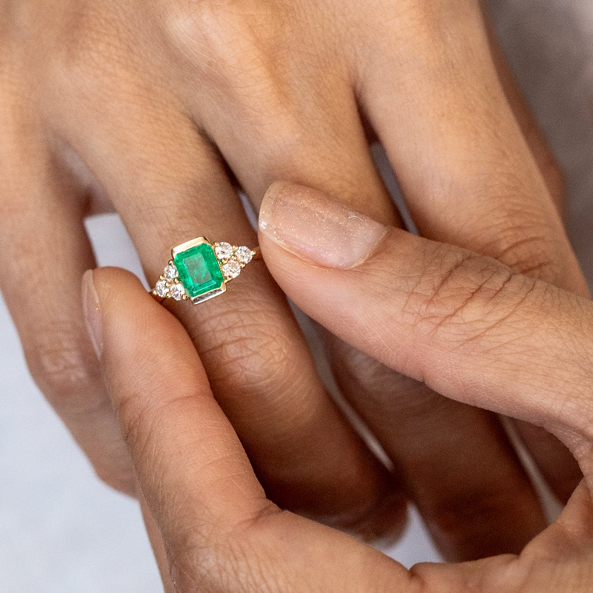 Gaia Lady of the Lake Ring in Emerald