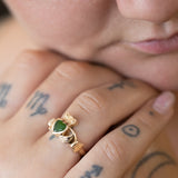 Pounamu Claddagh Gold Ring