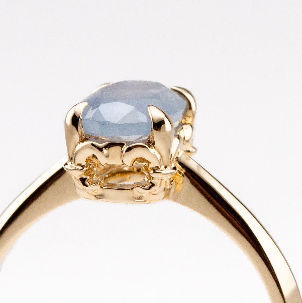 Misty Grey Sapphire Tiny Bloom Ring