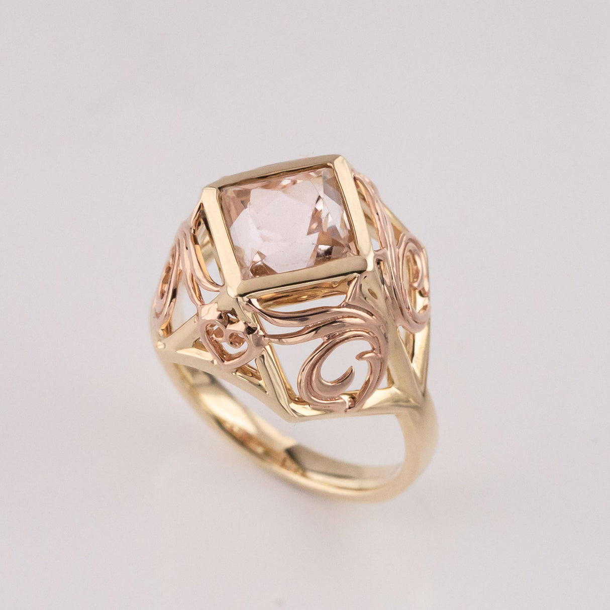 Midsummer Night's Dream ring with Pink Topaz in 9 carat Pink and Yellow Gold