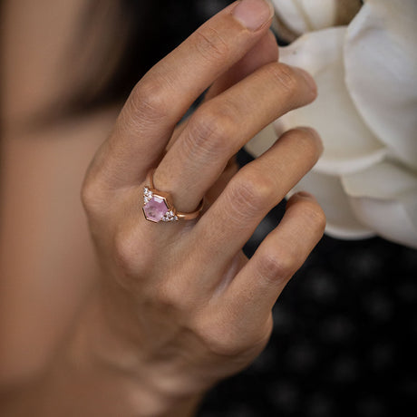 Candyfloss ring with Pink Sapphire and Diamonds in 9 carat Pink Gold