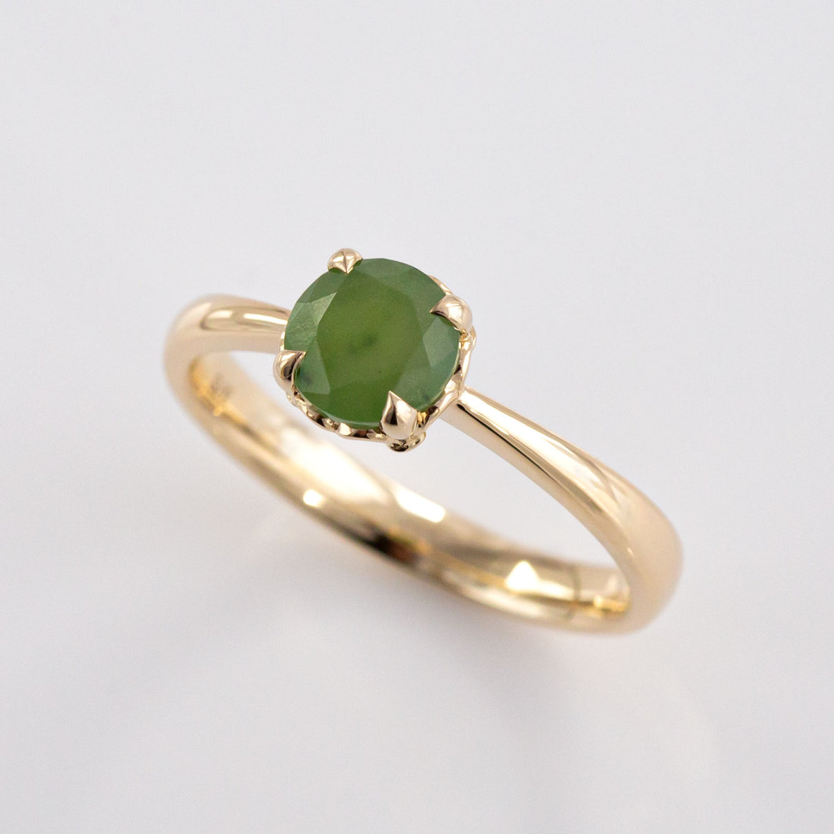 Baby Dewdrop ring with Pounamu in 9 carat Gold