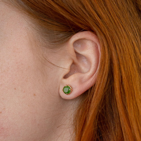 Baby Dewdrop stud earrings with Pounamu in 9 carat Gold