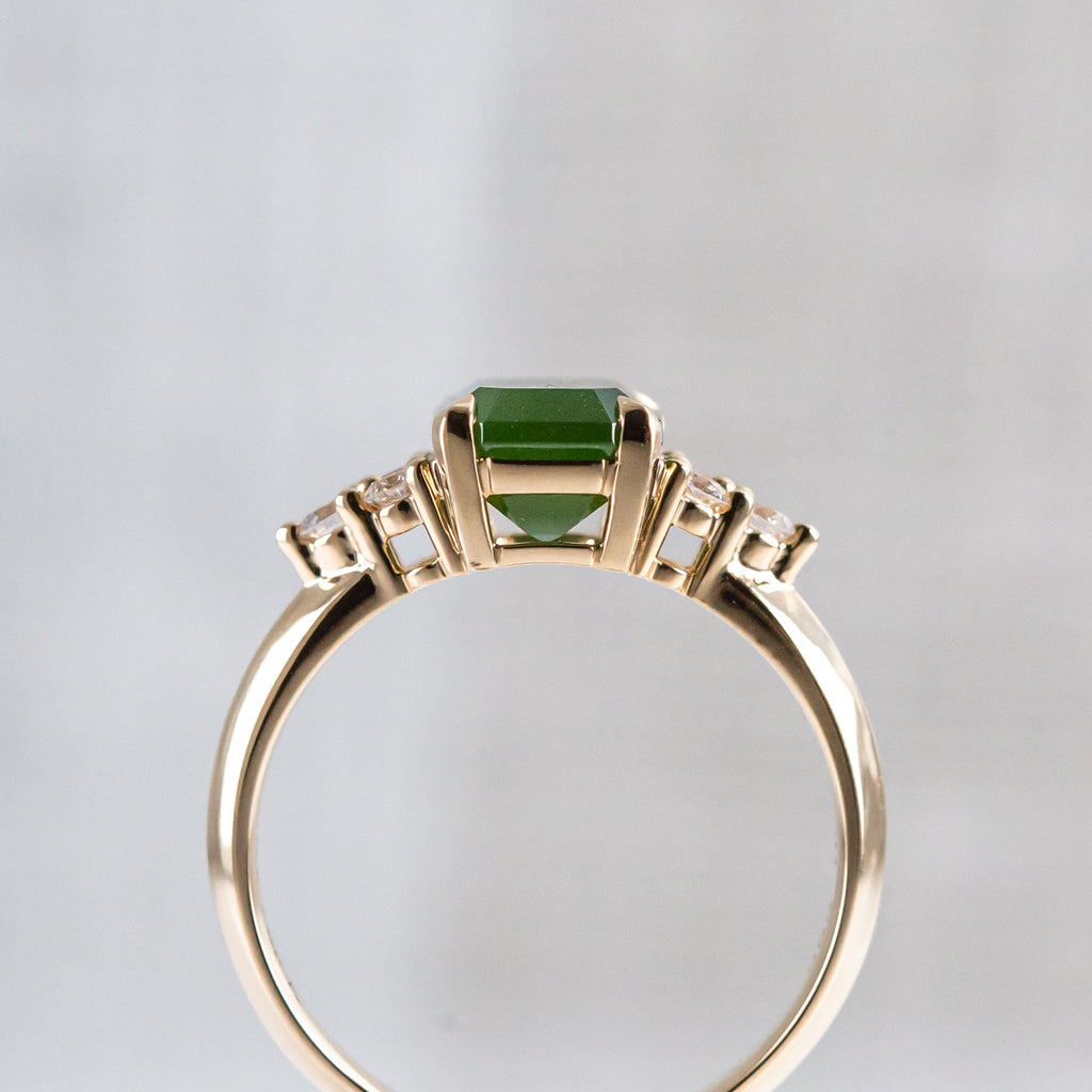 Lady of the Lake ring with Pounamu & Diamonds in Yellow Gold or Platinum