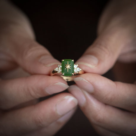 Pounamu Starlight Orchard Diamond ring in Gold or Platinum