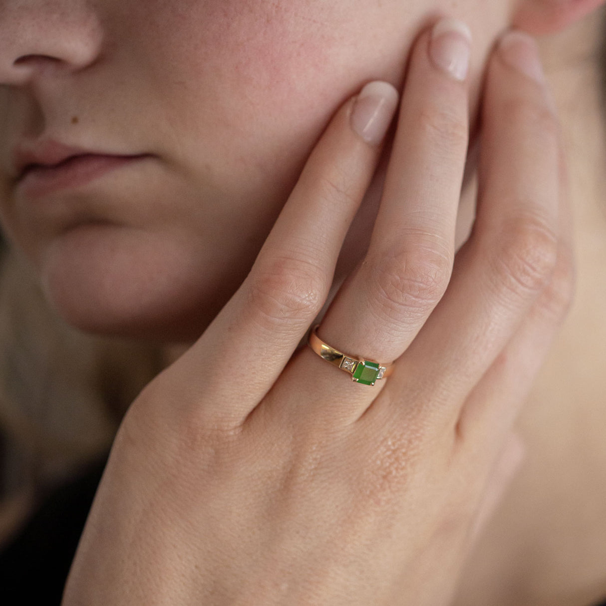 Little Princess Pounamu Diamond ring in Gold or Platinum