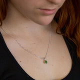 Baby Dewdrop pendant with Pounamu in Sterling Silver