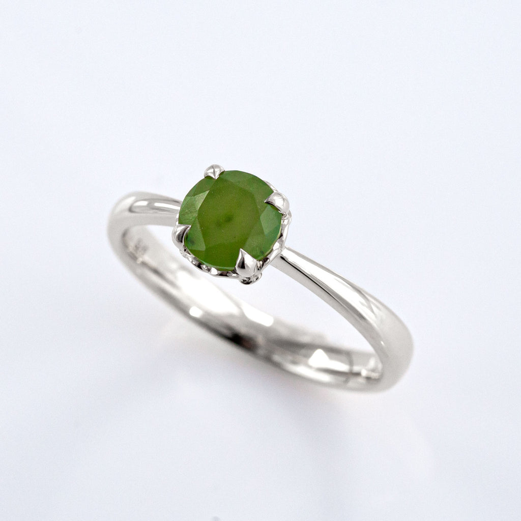 Baby Dewdrop ring with Pounamu in Sterling Silver