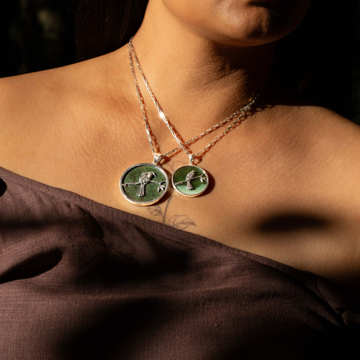 Black Pounamu Celestial Tui pendant in Sterling Silver